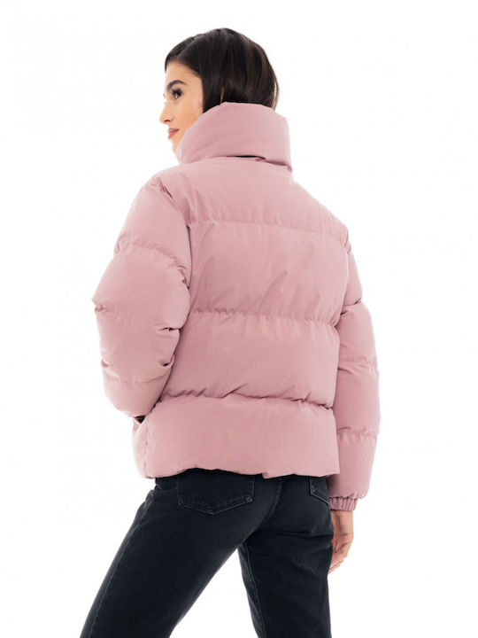 Splendid Women's Short Puffer Jacket for Winter Dusty Pink