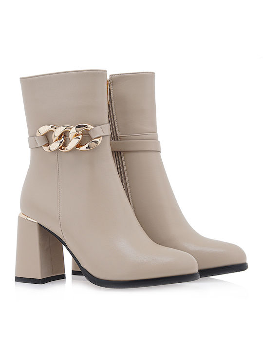 Exe Women's Ankle Boots with High Heel Beige