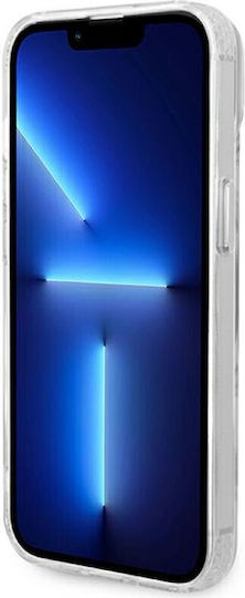 Guess Metal Outline Umschlag Rückseite Silikon Silver / Clear (iPhone 14)