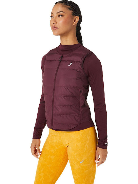 Kurz Damen Ärmellos Puffer Jacke für Winter Burgundisch