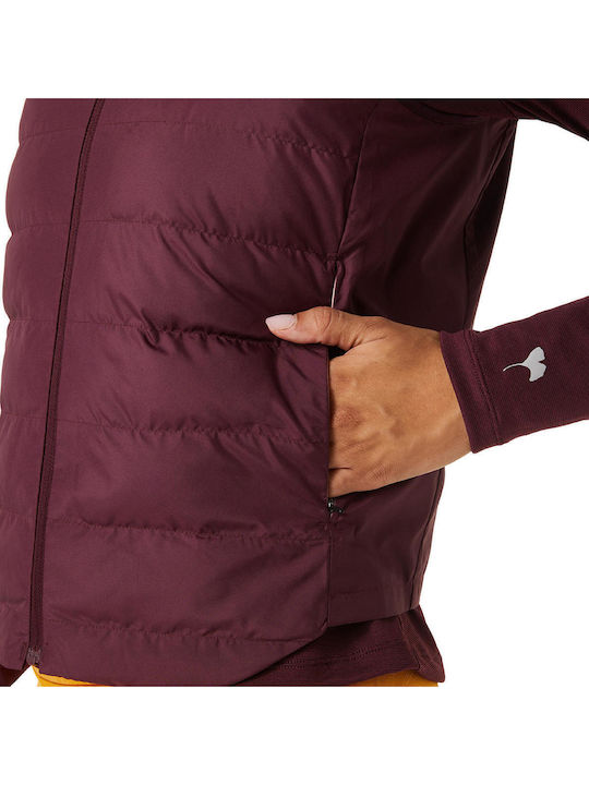 Kurz Damen Ärmellos Puffer Jacke für Winter Burgundisch