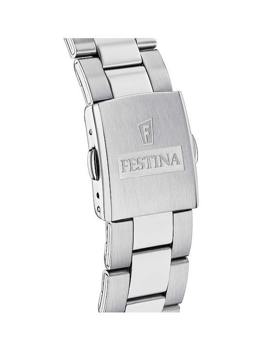 Festina Watch Chronograph Battery with Silver Metal Bracelet
