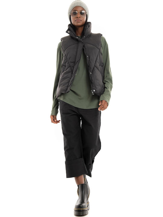 Women's Short Puffer Jacket for Winter Black