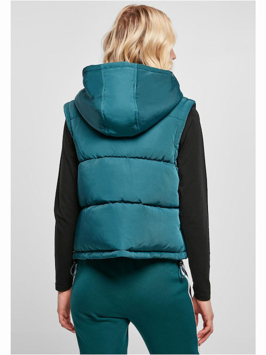 Urban Classics Scurt Jachetă de femei Fără mâneci Puffer pentru iarnă Verde