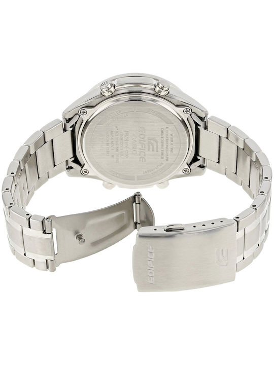 Casio Edifice Analog/Digital Men's Watch 46.6mm Chronograph Battery with Silver Metal Bracelet