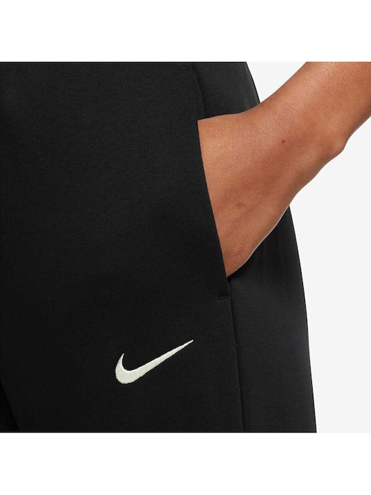 Sportswear High Waist Sweatpants Wide Fleece Black