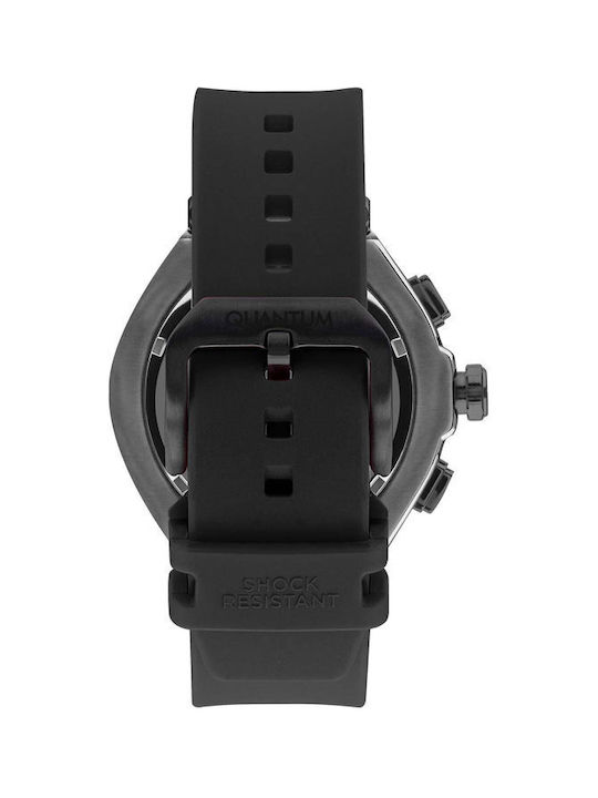 Quantum Watch Chronograph Battery with Black Rubber Strap