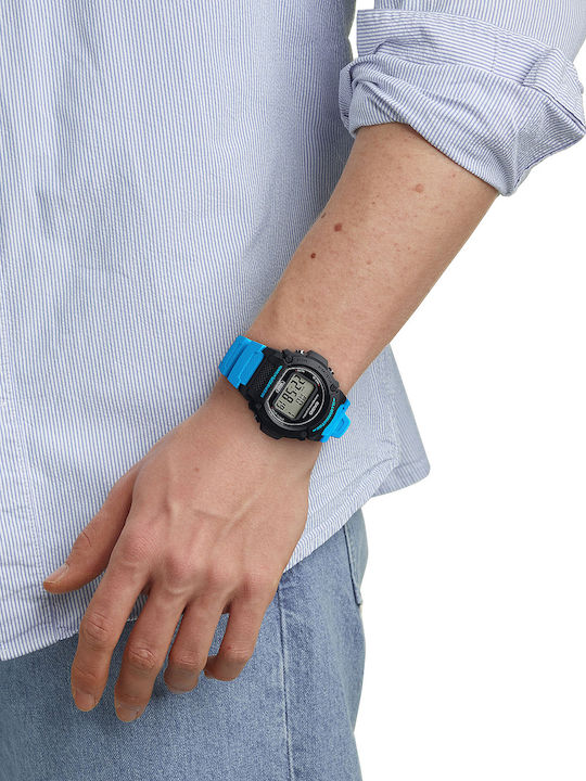 Casio Digital Men's Watch 48mm Chronograph Battery with Blue Rubber Strap
