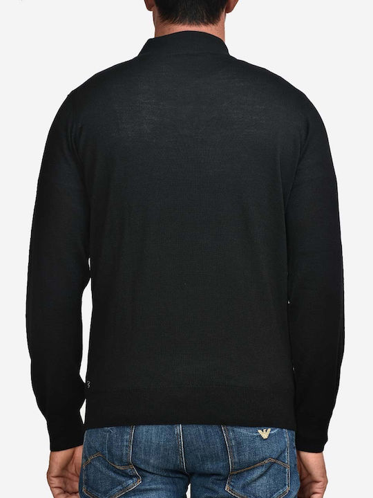 Ellemme Men's Long Sleeve Sweater Polo Black