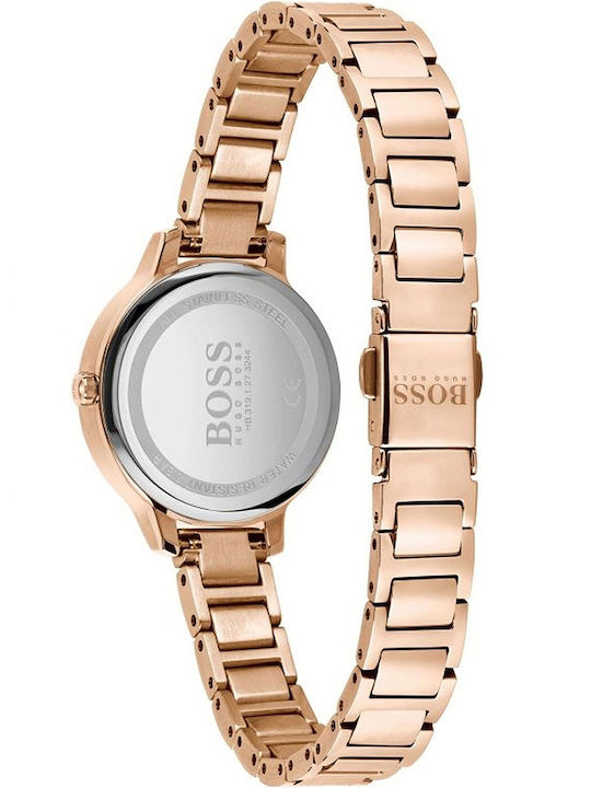 Boss Γυναικείο Ρολόι 28mm Μπαταρίας με Ροζ Χρυσό Μεταλλικό Μπρασελέ