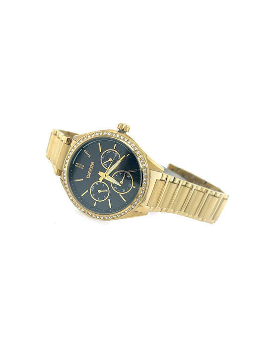 Breeze Intensifire Watch Chronograph with Gold Metal Bracelet