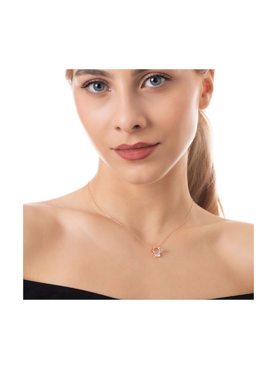 Oxzen Necklace from Pink Gold Plated Silver with Zircon