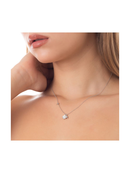 Oxzen Necklace with design Star from Gold Plated Silver with Zircon Shell