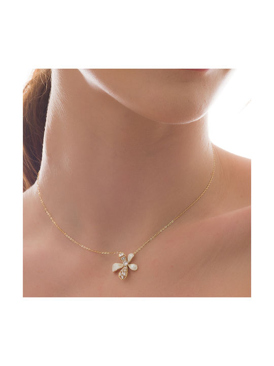 Oxzen Halskette mit Design Blume aus Silber mit Zirkonia
