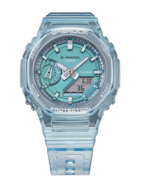 Casio G-Shock Ψηφιακό/Αναλογικό Γυναικείο Ρολόι 42.9mm Μπαταρίας με Μπλε Καουτσούκ Λουράκι