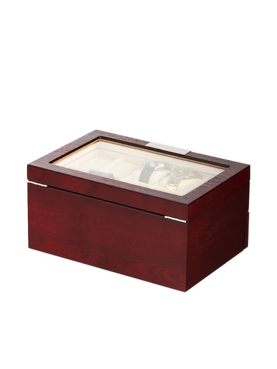 Rothenschild Wooden Case with transparent lid for 20 watches with drawer in Brown color RS-2350-20C