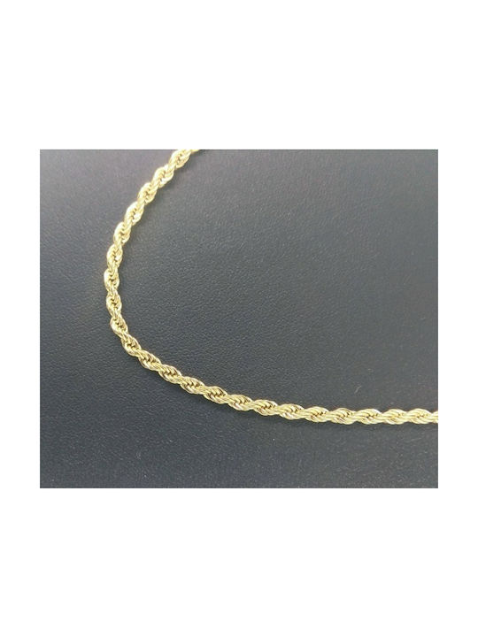 Unisex Spiral Gold Plated Steel Hand Thin Chain Yellow 20cm