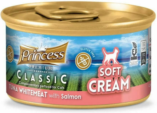 Princess Premium Classic Soft Cream Υγρή Τροφή για Γάτες σε Κονσέρβα με Σολομό και Τόνο 60gr