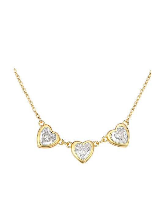 Prince Silvero Necklace with design Heart from Gold Plated Silver with Zircon