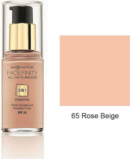 Max Factor Facefinity All Day Flawless Spf20 Liquid Foundation SPF20 65 Rose Beige 30ml