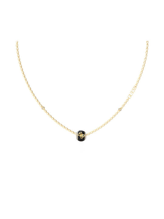 Guess Loop Necklace from Gold Plated Steel with Zircon