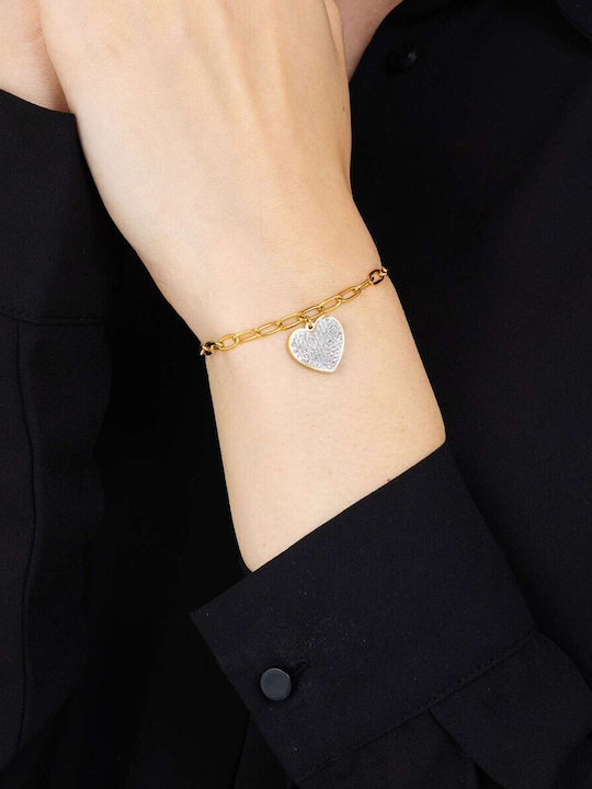 Luca Barra Bracelet Chain with design Heart made of Steel Gold Plated