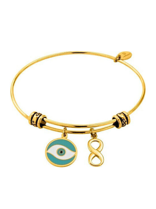 Natalie Gersa Women's Bracelet Handcuffs with Eye Design in Gold Plated Stainless Steel 21cm