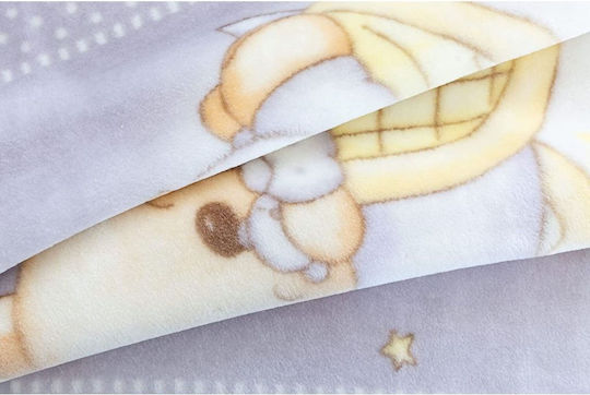 Piel SA Pătură Pepinieră Swaddling pături 6375 Sleepy Bear Catifea Gri 80x110cm