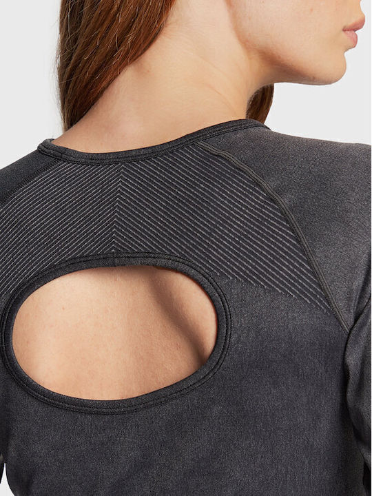 Gelita Γυναικείο Crop Top Μακρυμάνικο Γκρι