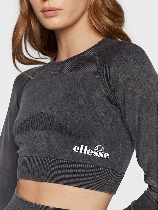 Gelita Γυναικείο Crop Top Μακρυμάνικο Γκρι