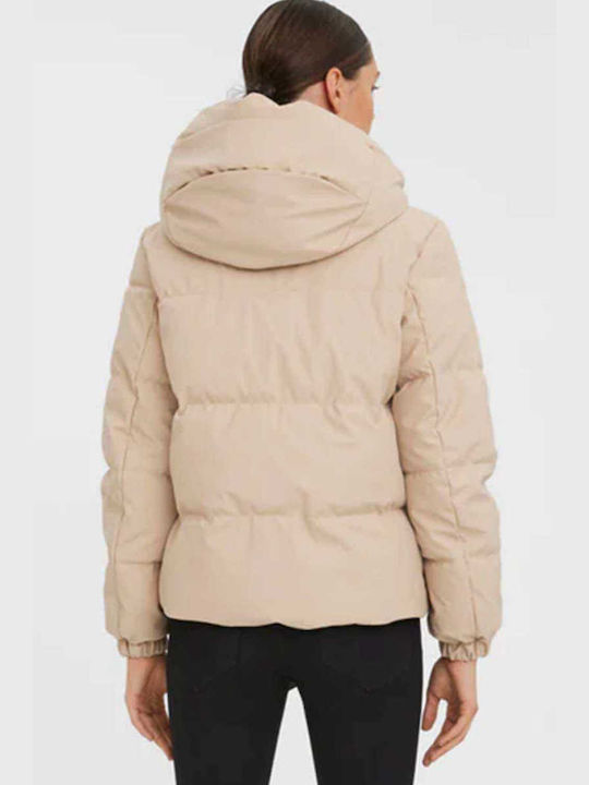 Vero Moda Scurt Jachetă de femei Puffer pentru iarnă Bej
