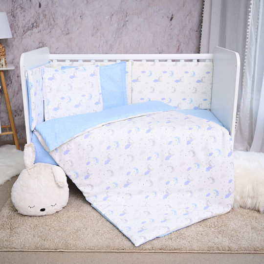 Lorelli Baby Crib Bedding Set Moons and Stars 7pcs Blue