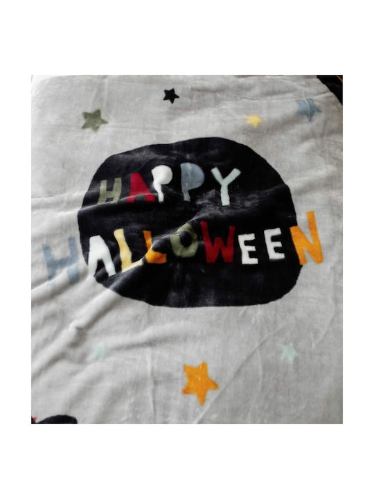 Nima Κουβέρτα Βελουτέ Happy Halloween Γκρι 160x220εκ.