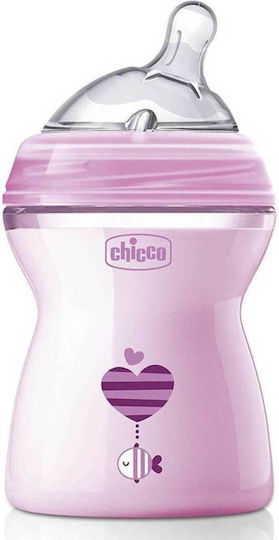 Chicco Plastic Baby Bottle Natural Feeling Anti-Colic with Silicone Nipple for 2+ months Pink Star - Pink 250ml