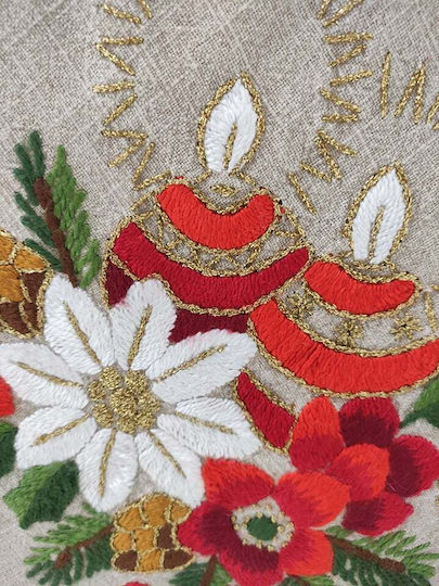 Dimeco 8941 Christmas Tablecloth Fabric Beige L180xW140cm.