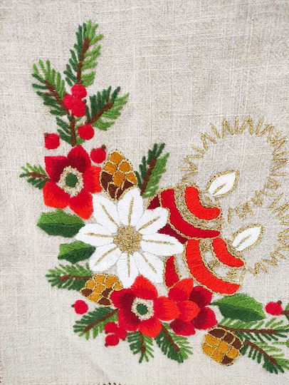 Dimeco 8941 Christmas Tablecloth Fabric Beige L180xW140cm.