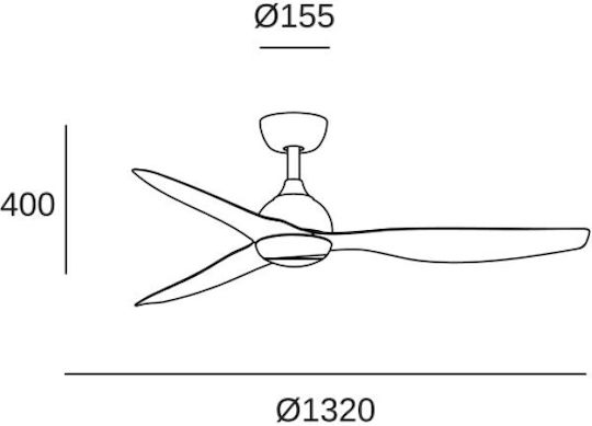Forlight Pam Ανεμιστήρας Οροφής 155cm με Φως Λευκός
