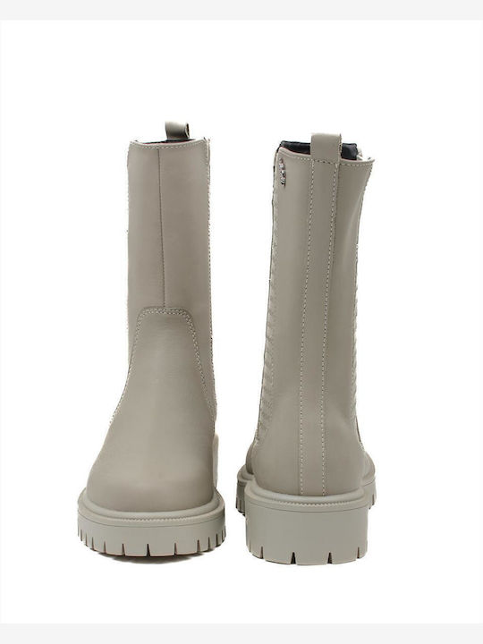 Ghete dama de piele Chelsea Bej