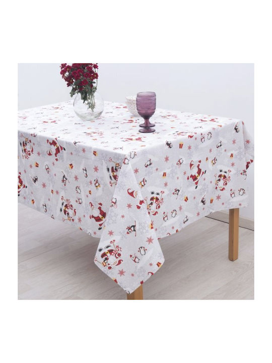 Dimeco Penguins Christmas Tablecloth Fabric Multicolour L180xW135cm 1pcs