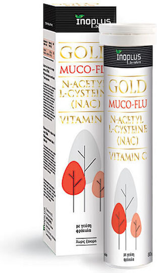 Ino Plus Muco-Flu N-Acetyl L-Cysteine NAC + Vitamin C Supplement for Immune Support 20 eff. tabs Strawberry