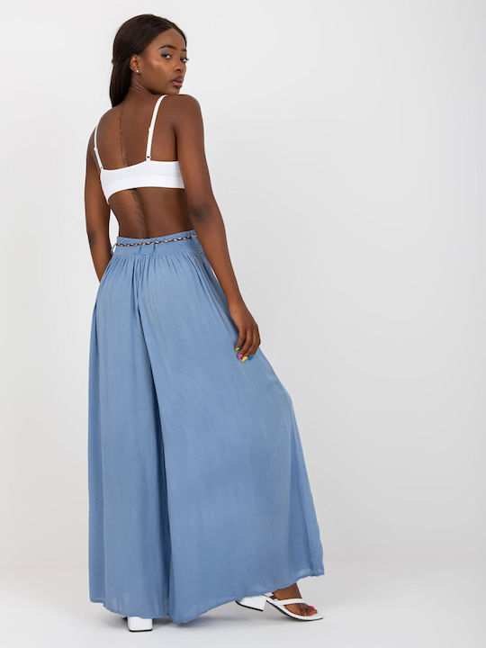 Och Bella Women's High Waist Culottes in Loose Fit Light Blue