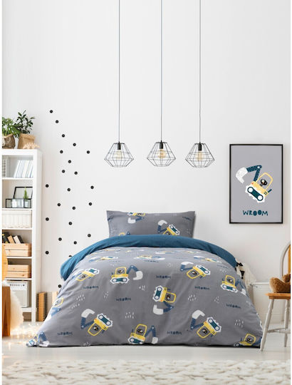 Kocoon Детско покривало Единично Wroom Wroom Сив 170x250cm
