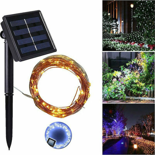 100 Lichterketten LED 12m. Kaltes Weiß Solar in Zeichenfolge 1Stück