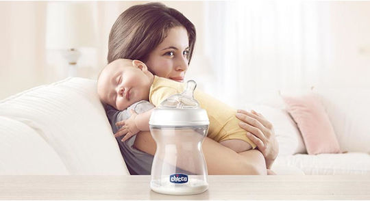 Chicco Πλαστικό Μπιμπερό Natural Feeling Κατά των Κολικών με Θηλή Σιλικόνης για 0+ μηνών Γαλάζιο Star - Ciel 150ml