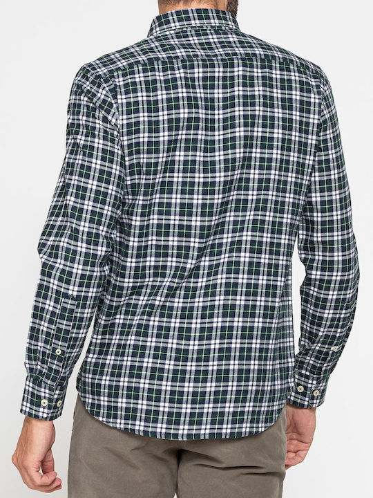 Long-sleeved Flannel Shirt Checked Green