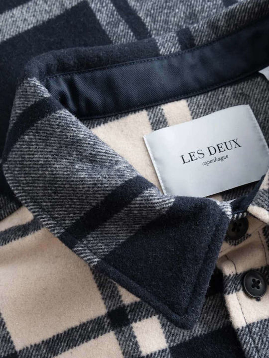 Μακρυμάνικo Overshirt Καρό Navy Μπλε