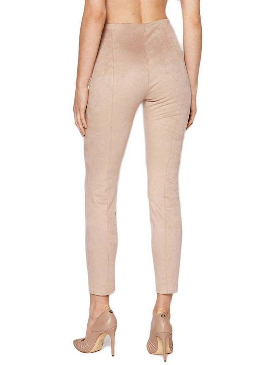 Guess Women's High-waisted Fabric Trousers with Elastic in Slim Fit Brown