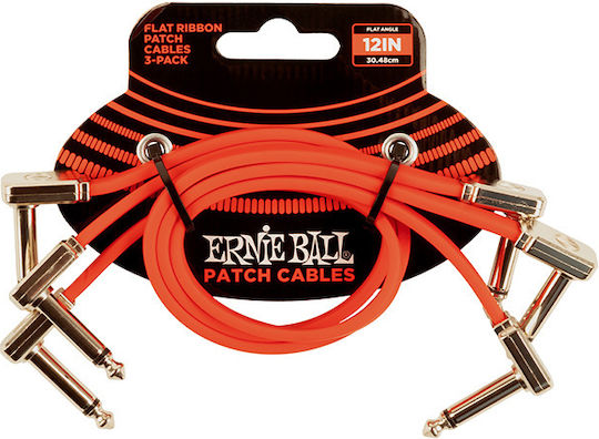 Ernie Ball Flat Ribbon Patch Cable 6.3mm male - 6.3mm male 0.34m Orange 3pcs (P06403)