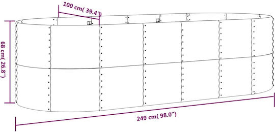 vidaXL Planter Box Metallic Gray 249x100x68cm.