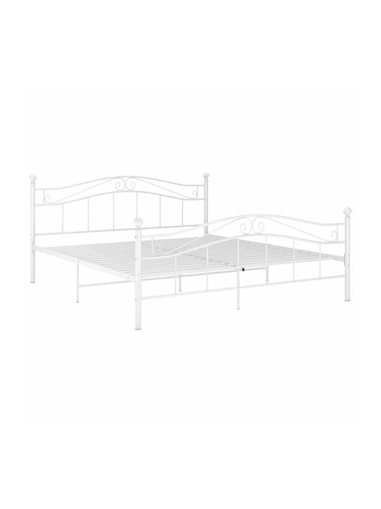 Κρεβάτι Διπλό Μεταλλικό Λευκό με Τάβλες για Στρώμα 140x200cm